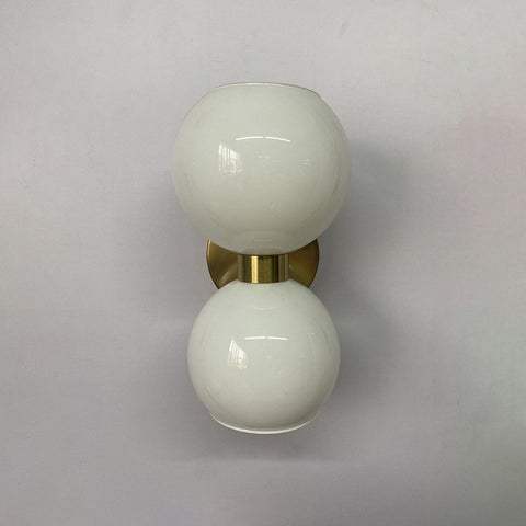 Two-Light Glass Wall Sconce with Iron Frame