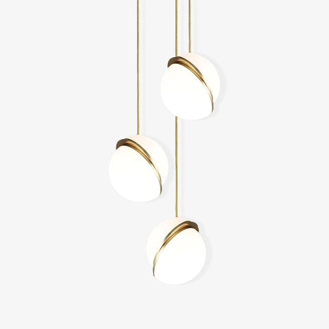 Pendant Light with Acrylic Globe and Curved Brass Crescent Detail