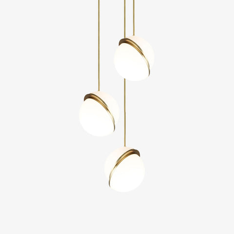 Pendant Light with Acrylic Globe and Curved Brass Crescent Detail