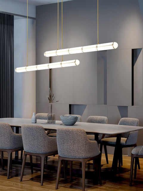 Endless Linear Pendant Light with Cylindrical Acrylic Shade