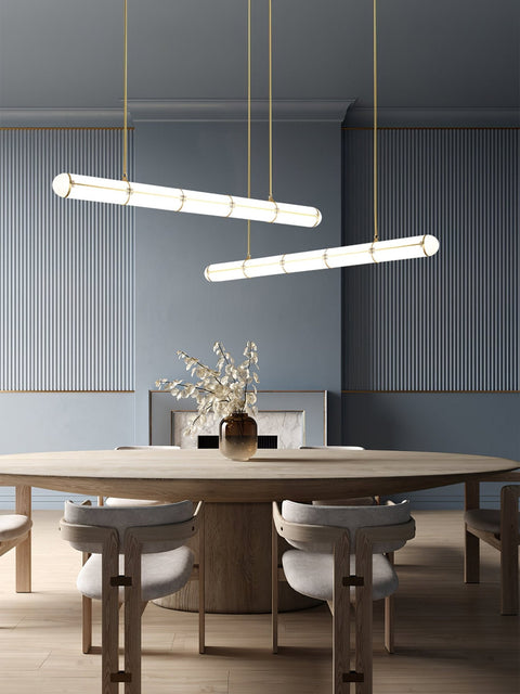 Endless Linear Pendant Light with Cylindrical Acrylic Shade