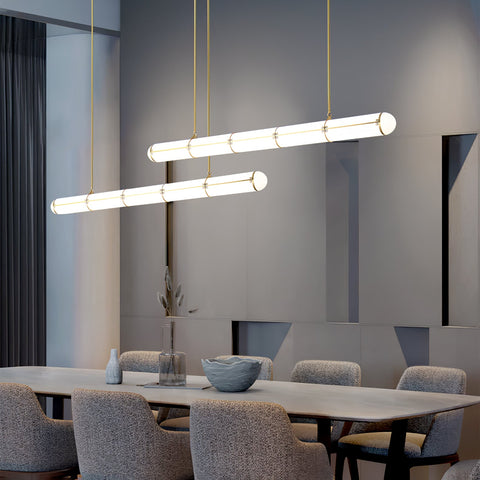 Endless Linear Pendant Light with Cylindrical Acrylic Shade