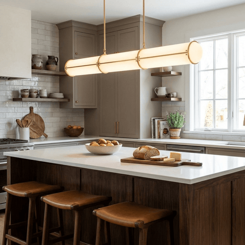 Endless Linear Pendant Light with Cylindrical Acrylic Shade