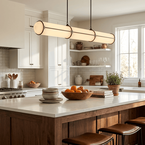 Endless Linear Pendant Light with Cylindrical Acrylic Shade