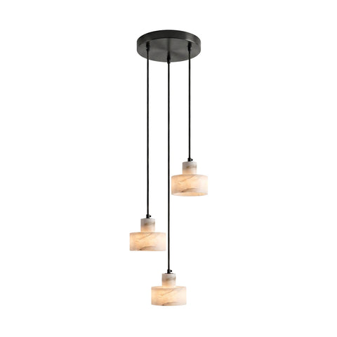 Pendant Light with Stepped Alabaster Cylinders and Cluster Options