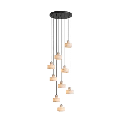 Pendant Light with Stepped Alabaster Cylinders and Cluster Options