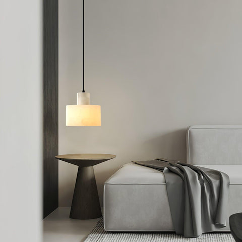 Pendant Light with Stepped Alabaster Cylinders and Cluster Options