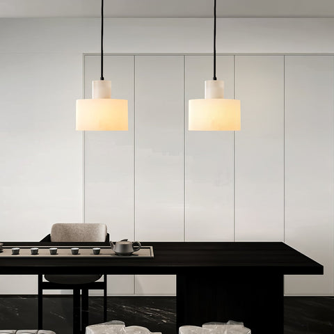 Pendant Light with Stepped Alabaster Cylinders and Cluster Options