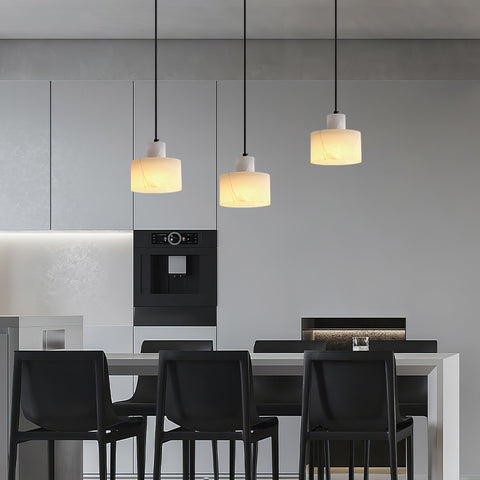 Pendant Light with Stepped Alabaster Cylinders and Cluster Options