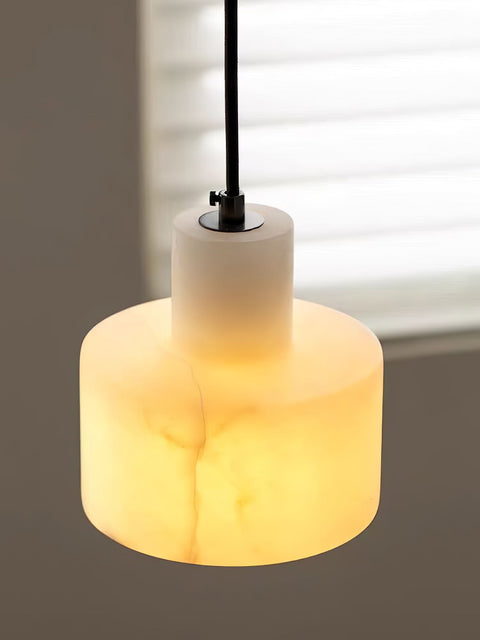 Pendant Light with Stepped Alabaster Cylinders and Cluster Options