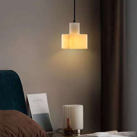 Pendant Light with Stepped Alabaster Cylinders and Cluster Options
