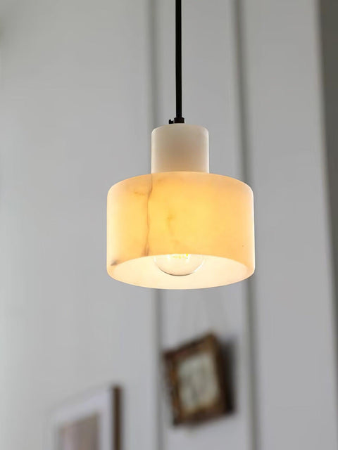 Pendant Light with Stepped Alabaster Cylinders and Cluster Options