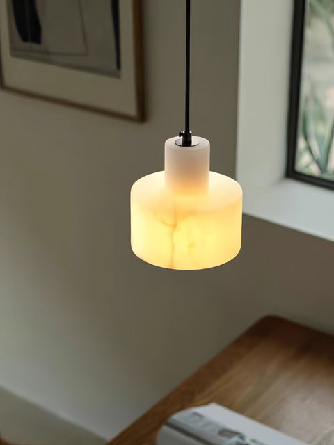 Pendant Light with Stepped Alabaster Cylinders and Cluster Options