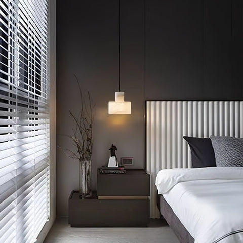 Pendant Light with Stepped Alabaster Cylinders and Cluster Options