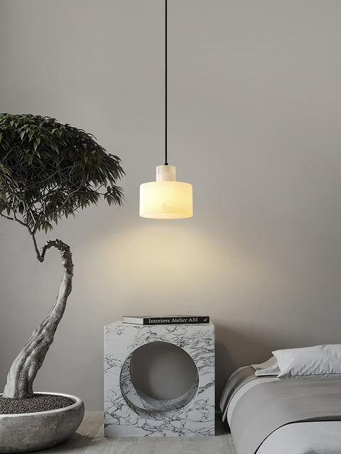 Pendant Light with Stepped Alabaster Cylinders and Cluster Options
