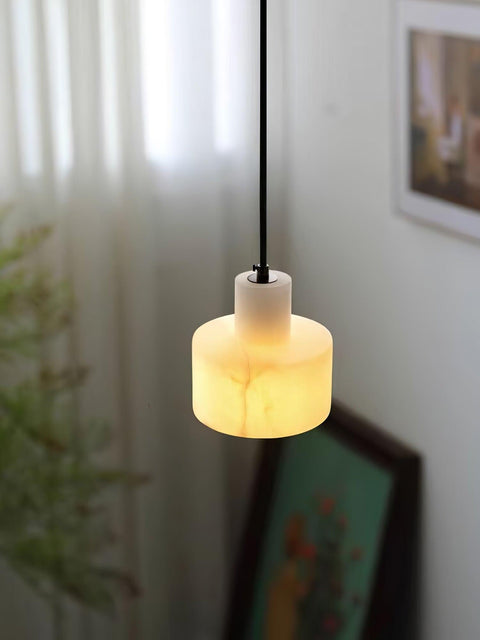 Pendant Light with Stepped Alabaster Cylinders and Cluster Options