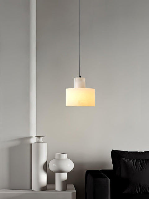 Pendant Light with Stepped Alabaster Cylinders and Cluster Options
