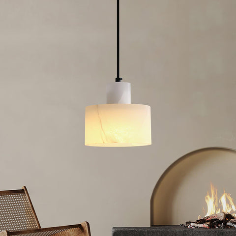 Pendant Light with Stepped Alabaster Cylinders and Cluster Options
