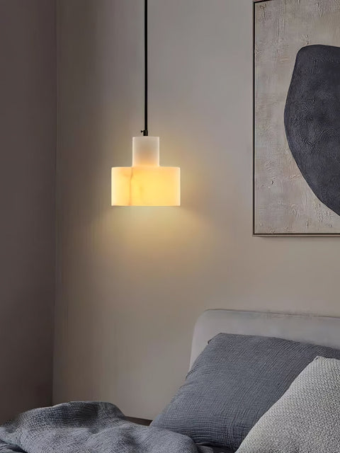 Pendant Light with Stepped Alabaster Cylinders and Cluster Options
