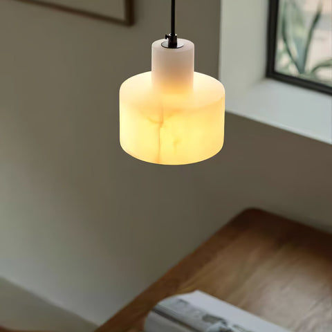 Pendant Light with Stepped Alabaster Cylinders and Cluster Options