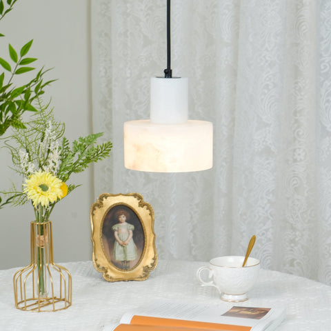 Pendant Light with Stepped Alabaster Cylinders and Cluster Options