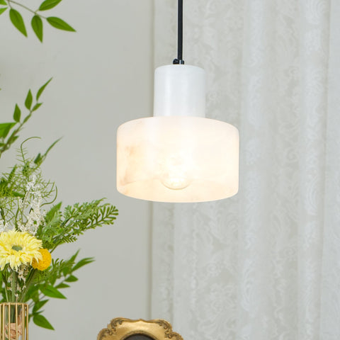 Pendant Light with Stepped Alabaster Cylinders and Cluster Options
