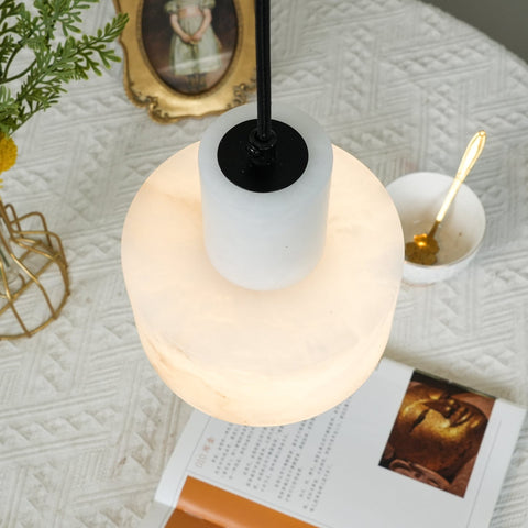 Pendant Light with Stepped Alabaster Cylinders and Cluster Options