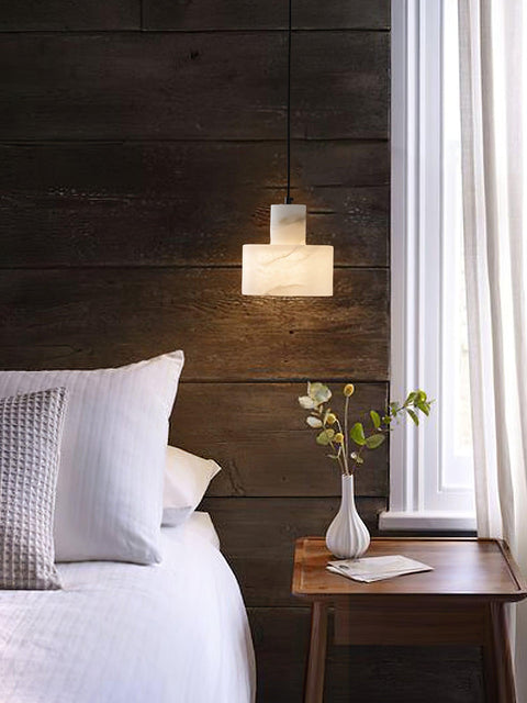 Pendant Light with Stepped Alabaster Cylinders and Cluster Options