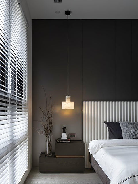 Pendant Light with Stepped Alabaster Cylinders and Cluster Options