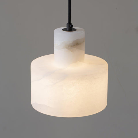 Pendant Light with Stepped Alabaster Cylinders and Cluster Options