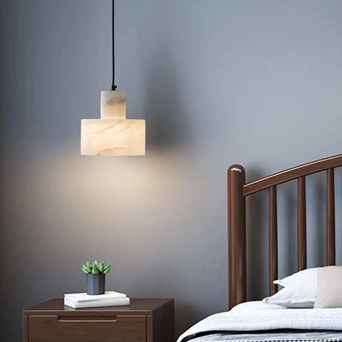 Pendant Light with Stepped Alabaster Cylinders and Cluster Options