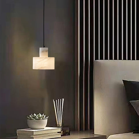 Pendant Light with Stepped Alabaster Cylinders and Cluster Options