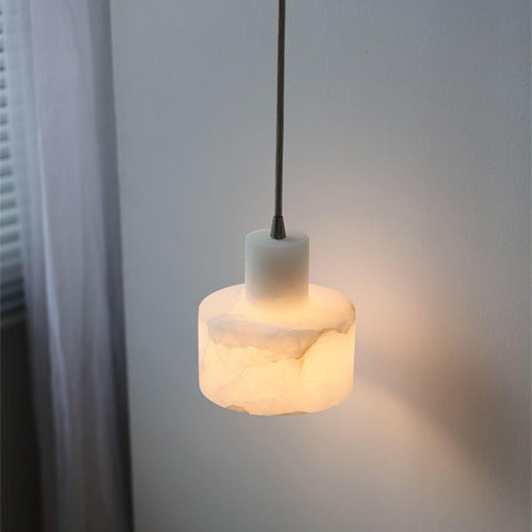 Pendant Light with Stepped Alabaster Cylinders and Cluster Options