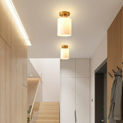 Mini Glass Ceiling Light with Ribbed Shade
