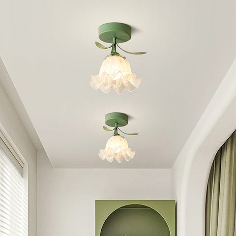 Glass Flower Ceiling Light with Petal Shade