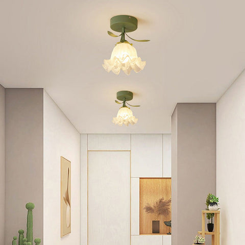 Glass Flower Ceiling Light with Petal Shade