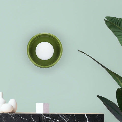 Round Ceramic Wall Sconce with E27 Bulb Socket and Minimalist Design