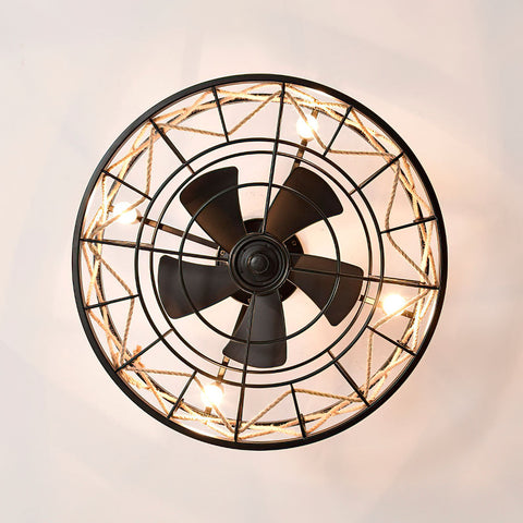Cage Ceiling Fan with Light and Remote Control