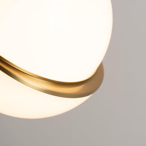 Pendant Light with Acrylic Globe and Curved Brass Crescent Detail