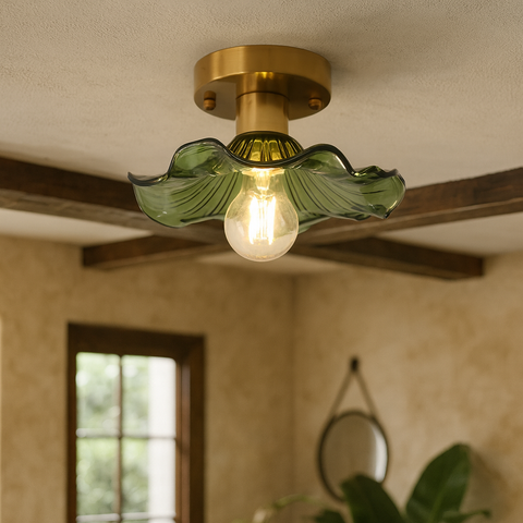 Fluted Glass Flower Flush Mount Ceiling Light