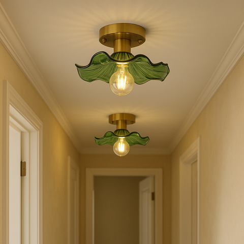 Fluted Glass Flower Flush Mount Ceiling Light