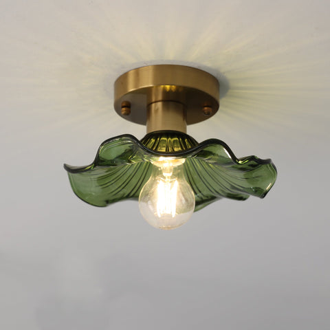 Fluted Glass Flower Flush Mount Ceiling Light