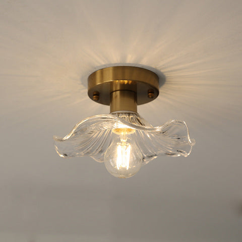 Fluted Glass Flower Flush Mount Ceiling Light