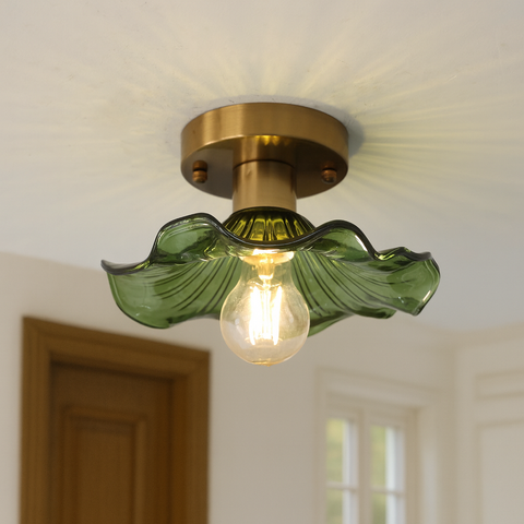 Fluted Glass Flower Flush Mount Ceiling Light