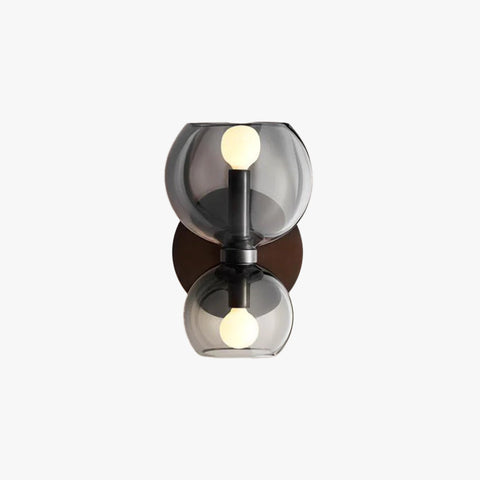 Double Globe Glass Wall Sconce with E14 Twin Bulb Sockets and Modern Design