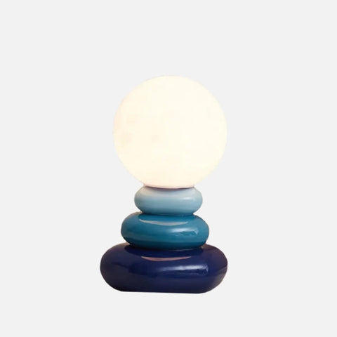LED Table Lamp with Glazed Ceramic Base and Textured Lunar Globe