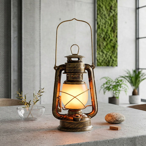 Table Lamp with Portable LED Lantern Design