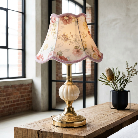 Table Lamp with Traditional Floral Shade