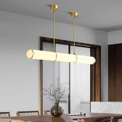 Endless Linear Pendant Light with Cylindrical Acrylic Shade