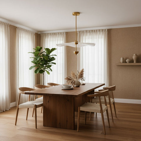 Envolee Double Biscuit Pendant with Sculptural Fabric Shades